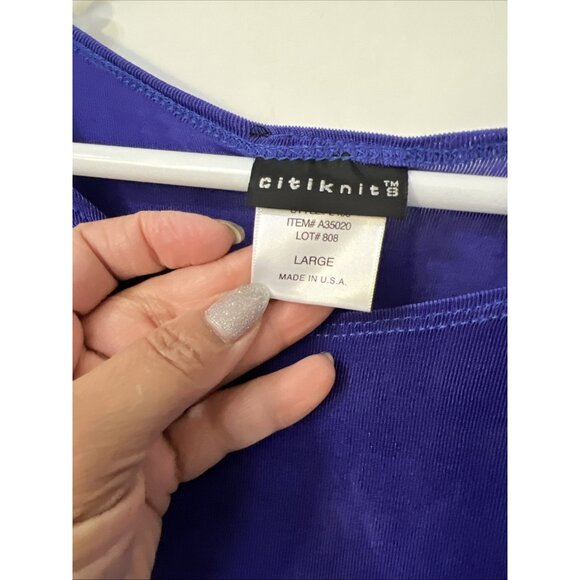 Citiknits 3/4 Sleeve Blouse Top Pants Set Sz L Purple A35020 Lounge Wear VTG - Picture 3 of 16